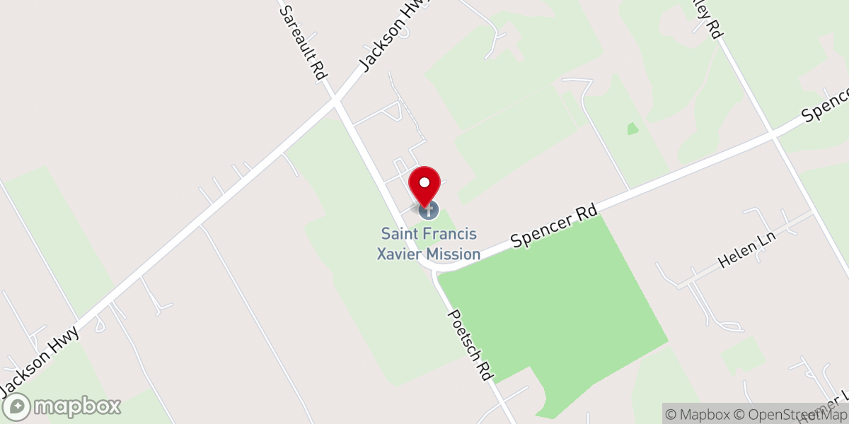Map showing location of Saint Francis Xavier Mission
