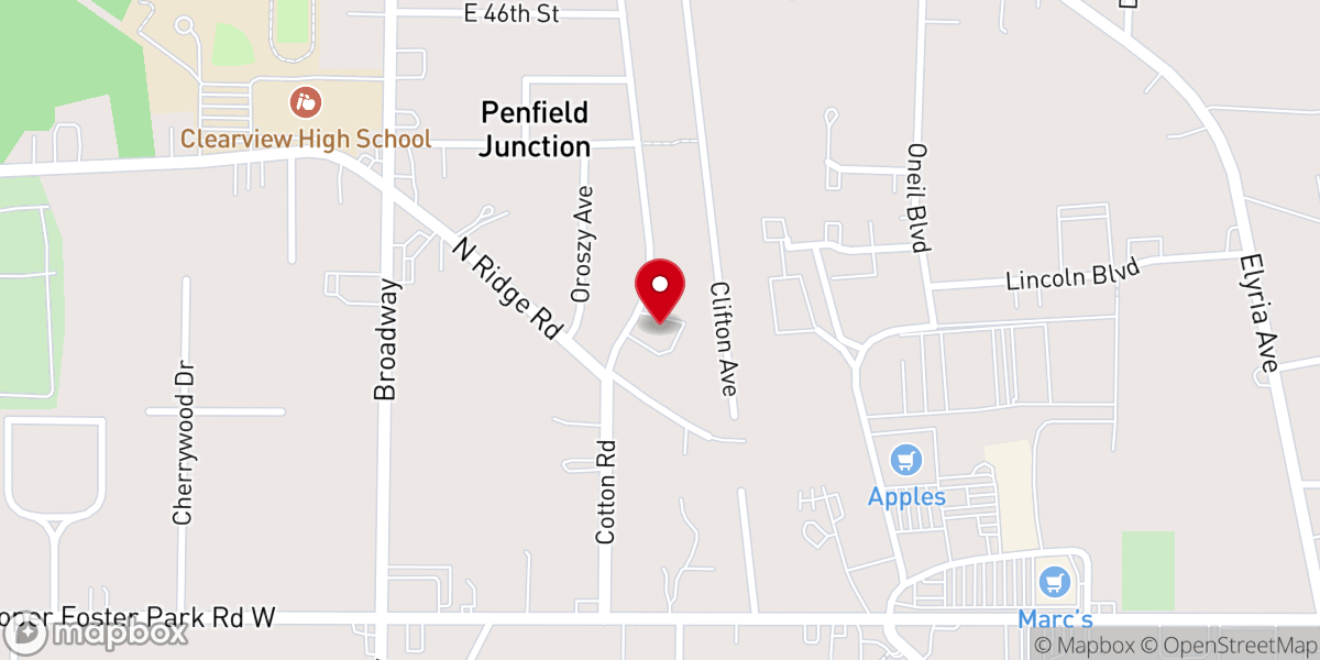 Map showing location of Lorain Church of Christ