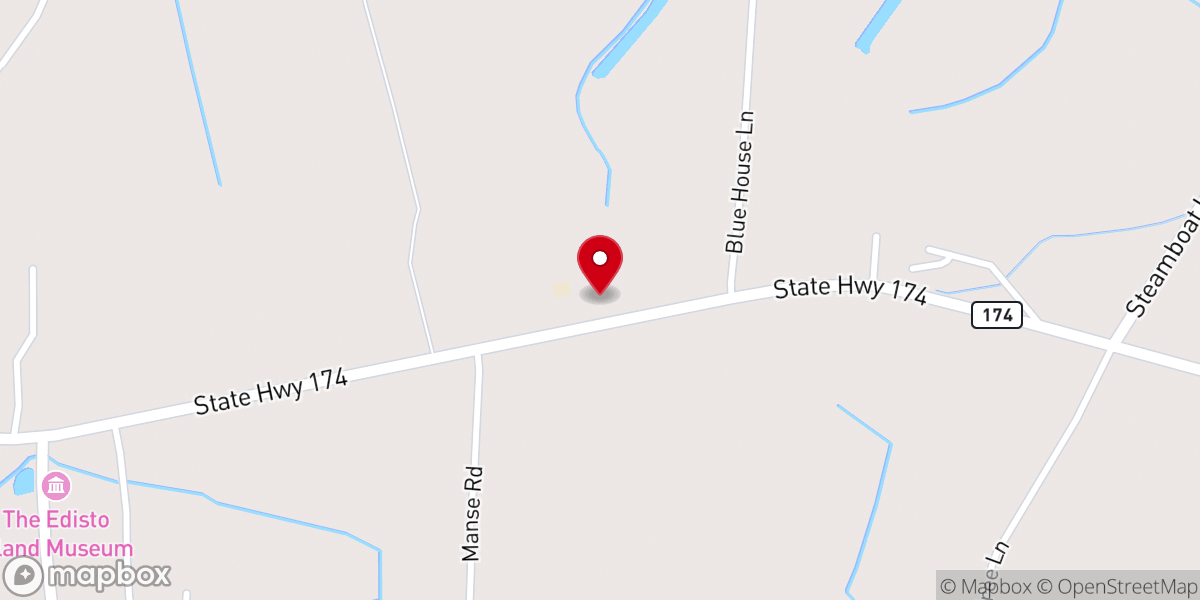 Map showing location of Edisto Island Church
