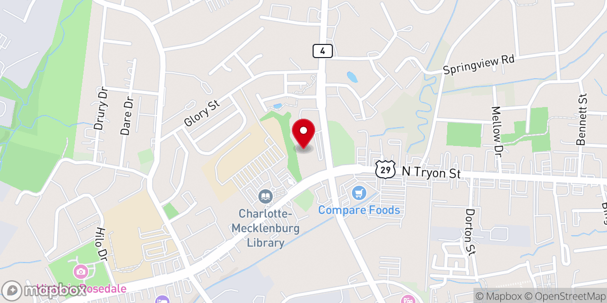 Map showing location of Sugaw Creek Presbyterian Church