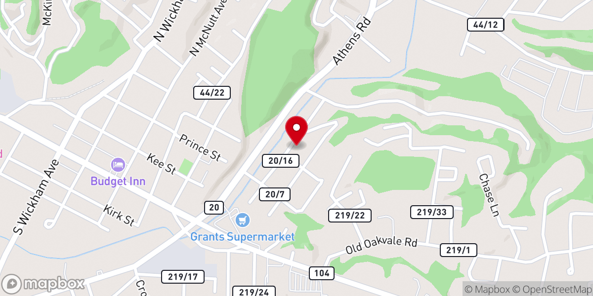 Map showing location of Pentecostal Revival Center