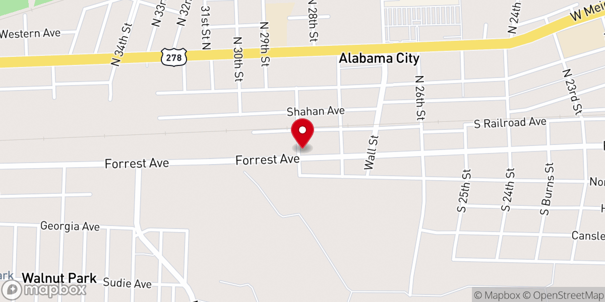 Map showing location of First Baptist Church Alabama City