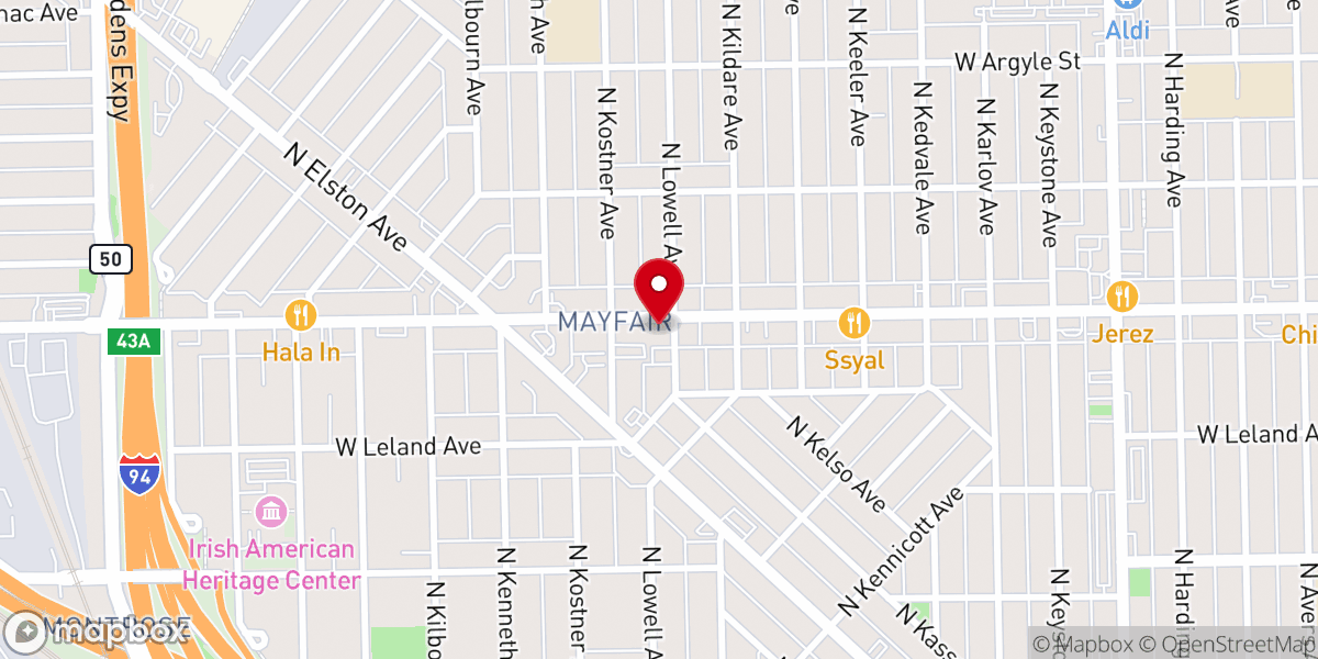 Map showing location of Mayfair Lutheran Church