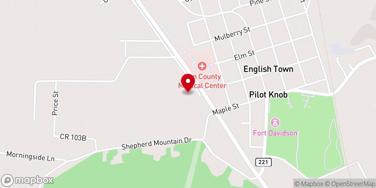 Map showing location of Arcadia Valley Community Church