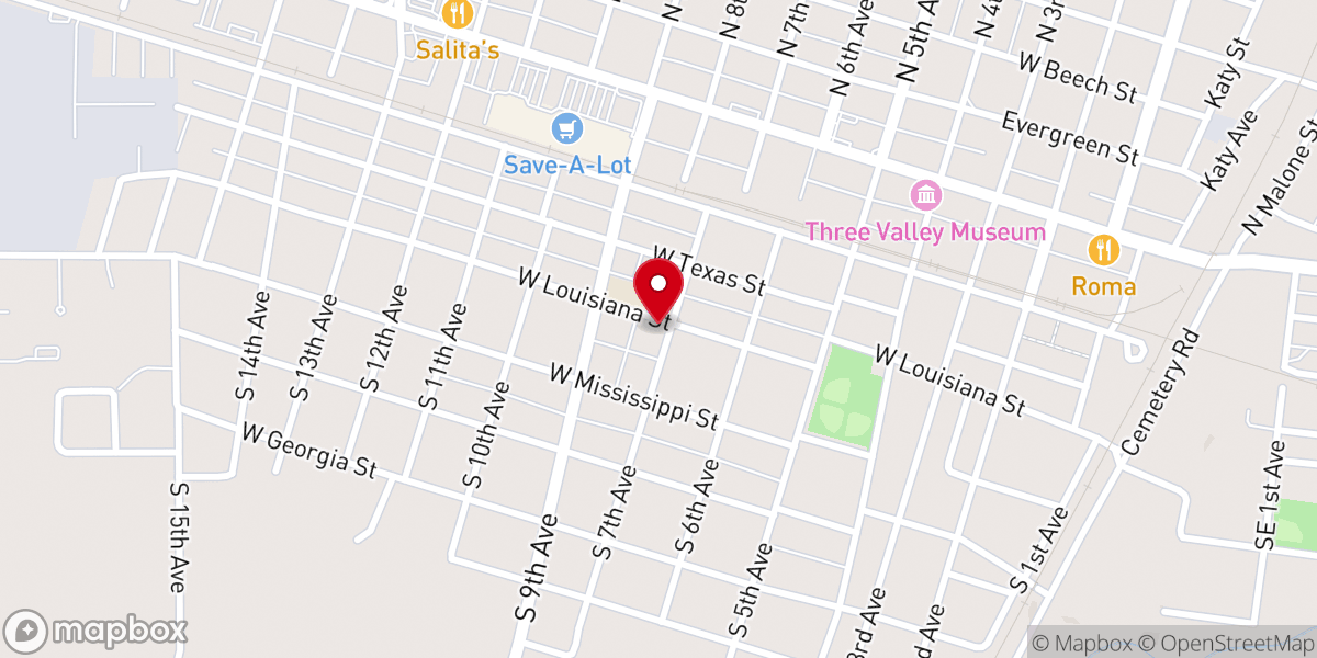 Map showing location of Calvary Baptist Church