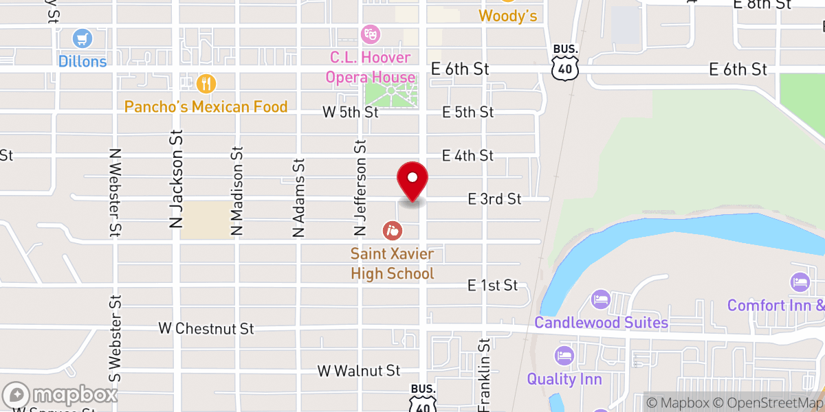 Map showing location of St. Francis Xavier Catholic Church