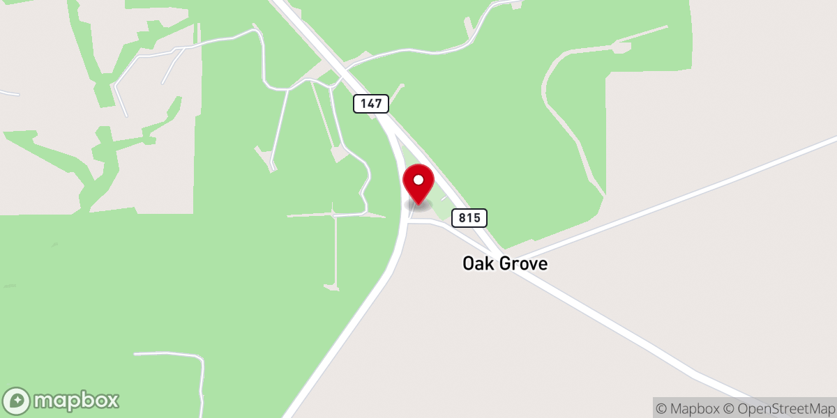 Map showing location of Oak Grove Cumberland Presbyterian Church