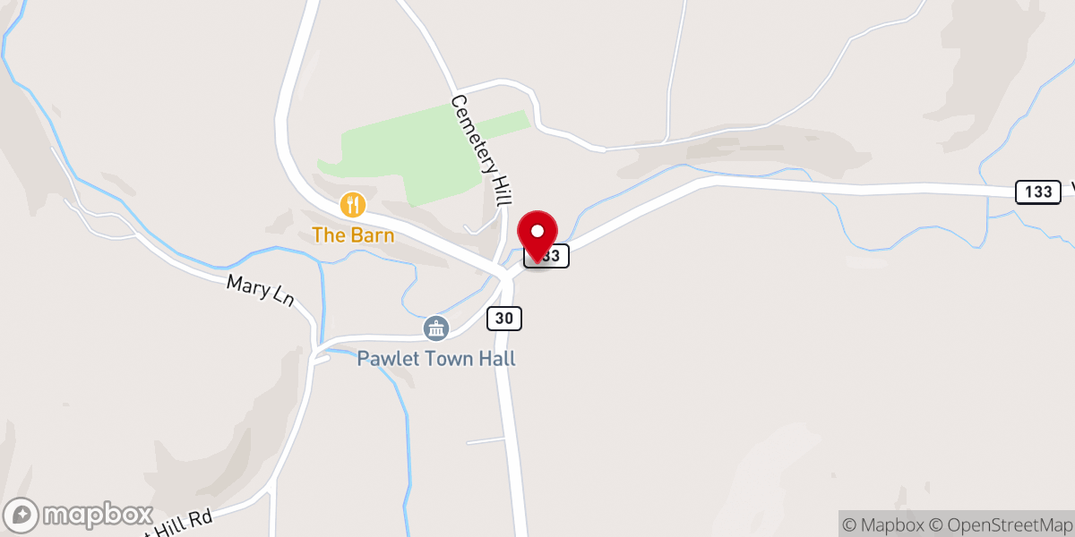 Map showing location of Pawlet Community Church