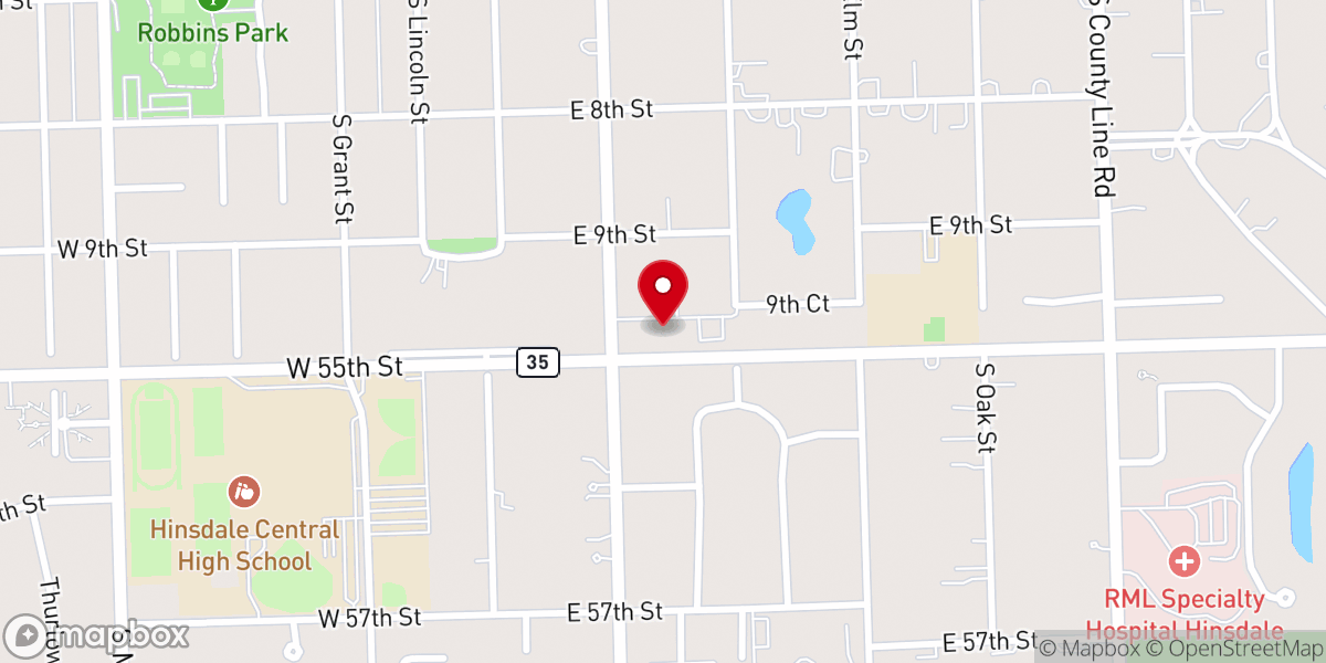 Map showing location of Hinsdale United Methodist Church