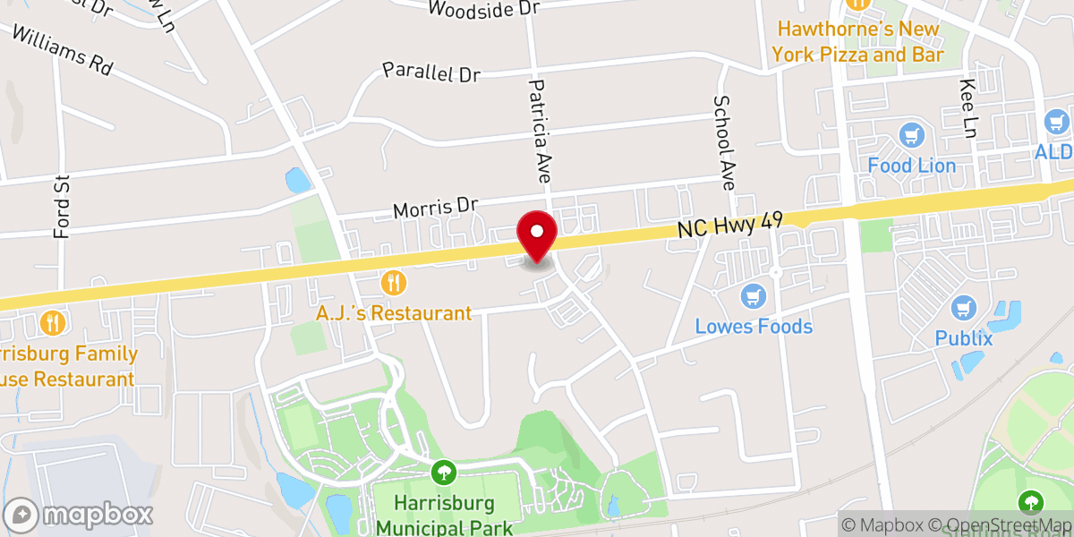 Map showing location of Harrisburg Presbyterian Church