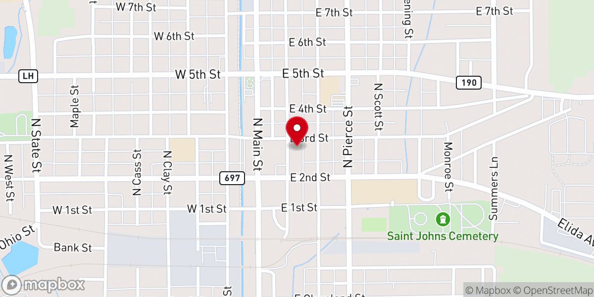 Map showing location of Delphos Trinity