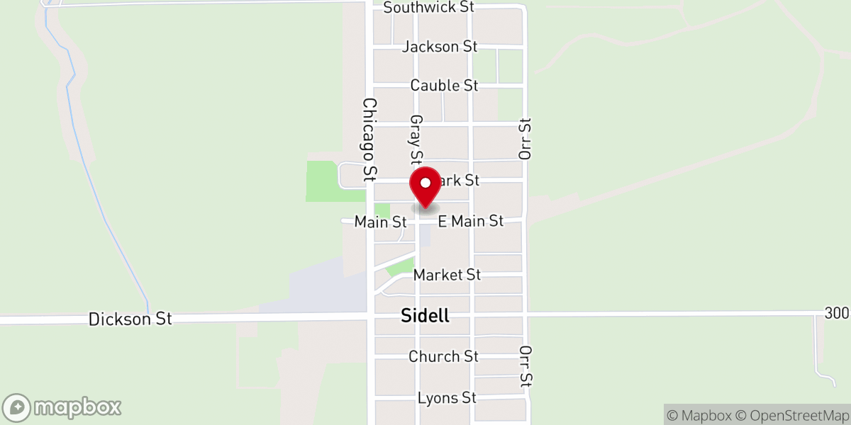 Map showing location of Sidell Baptist Church