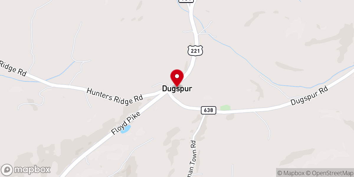 Map showing location of Dugspur