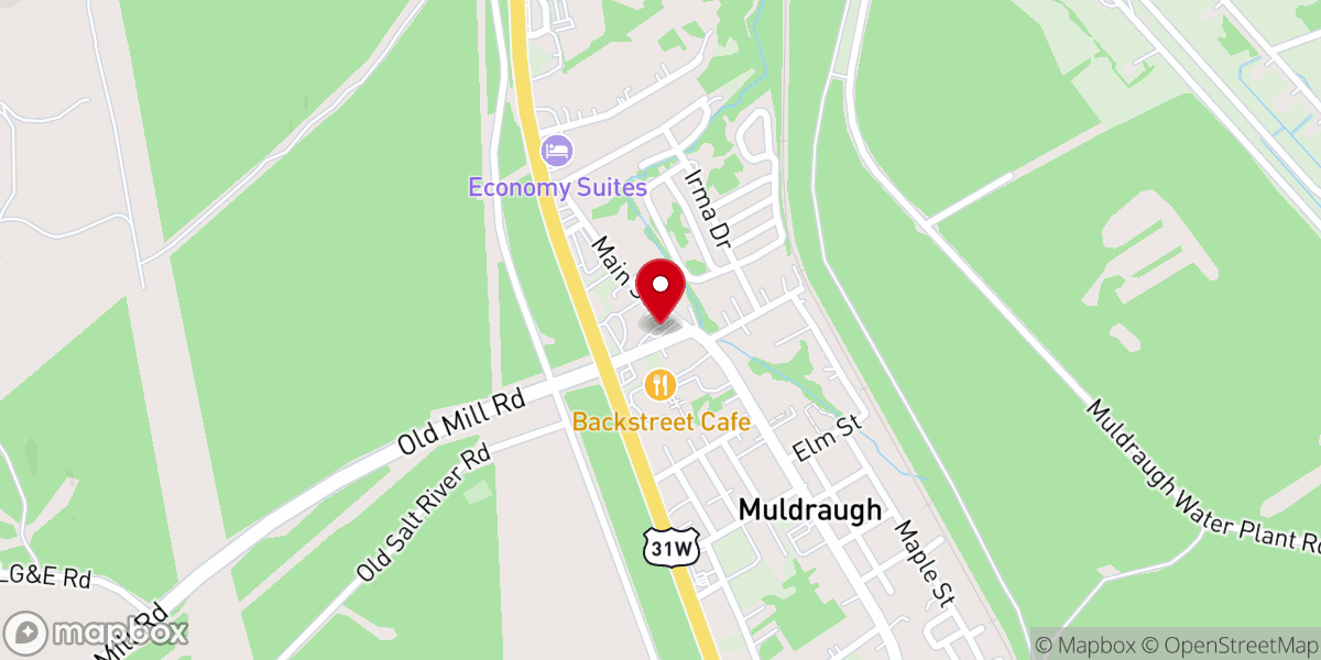 Map showing location of Muldraugh United Methodist Church