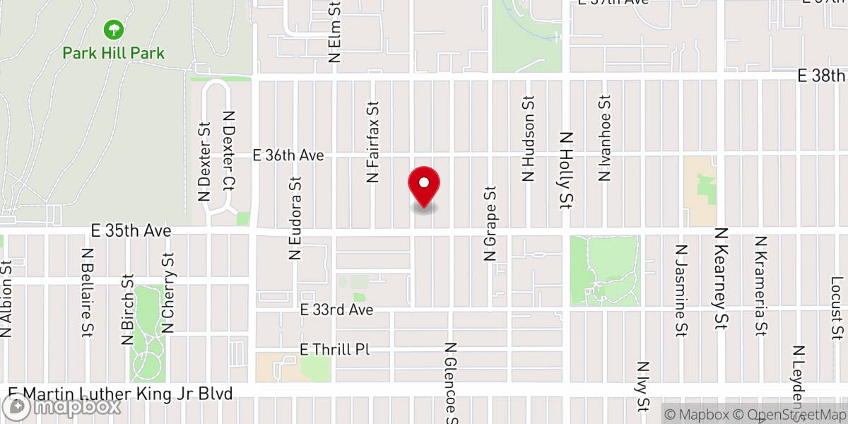 Map showing location of East Denver Church of Christ