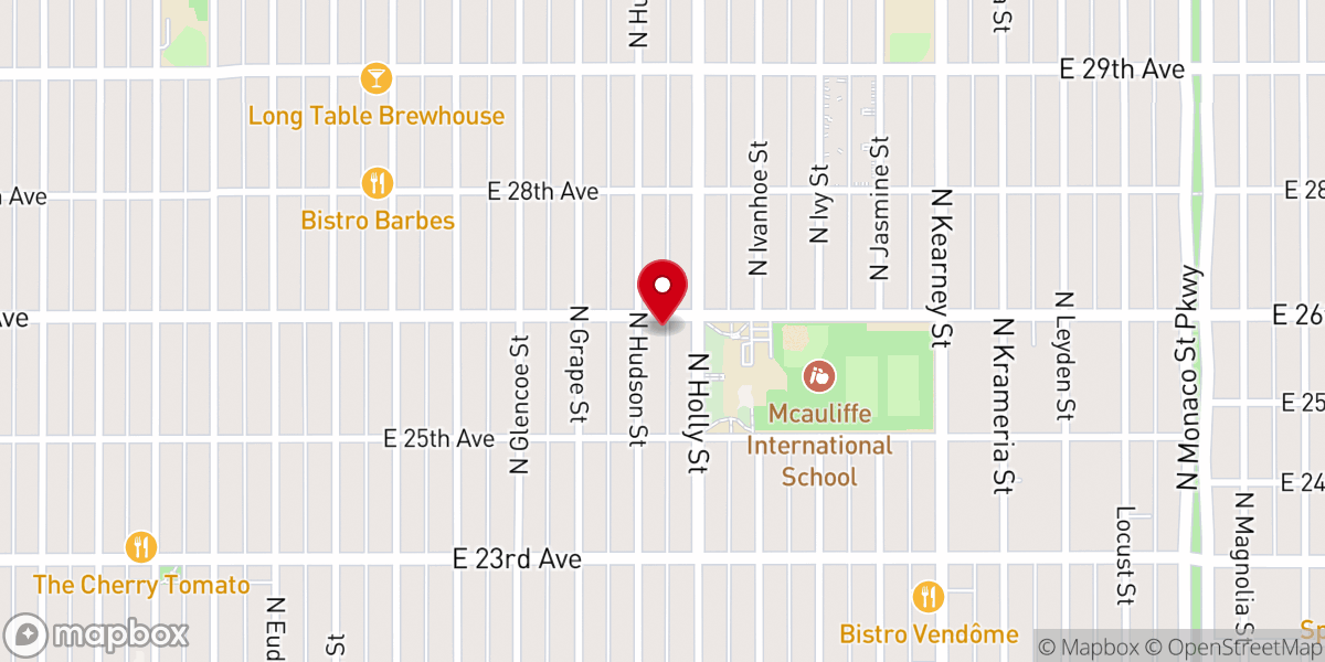 Map showing location of East Denver Bible Baptist Church