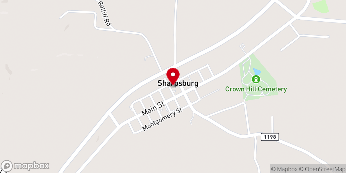 Map showing location of Sharpsburg Baptist Church