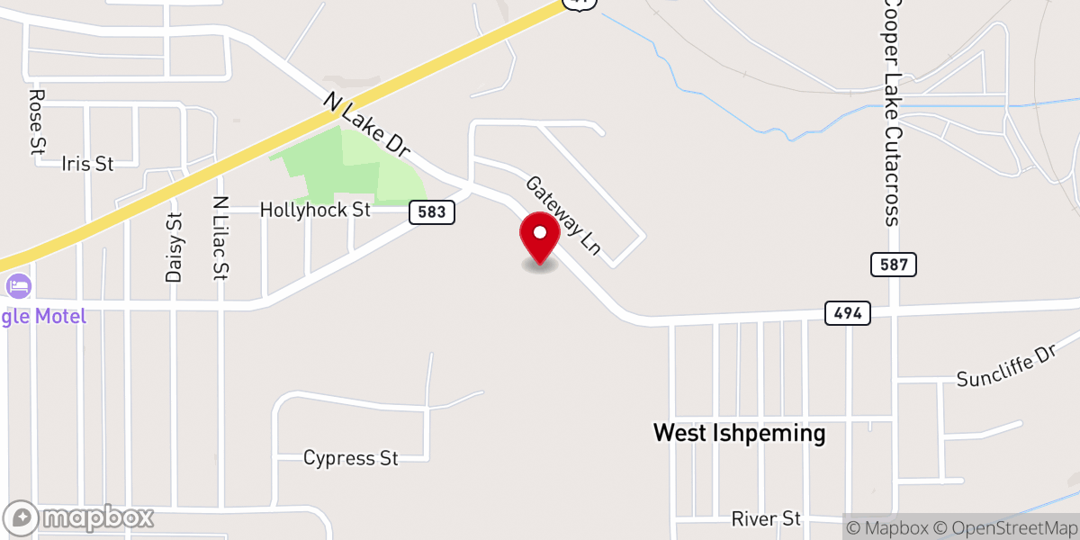 Map showing location of Hope Free Evangelical Lutheran Church