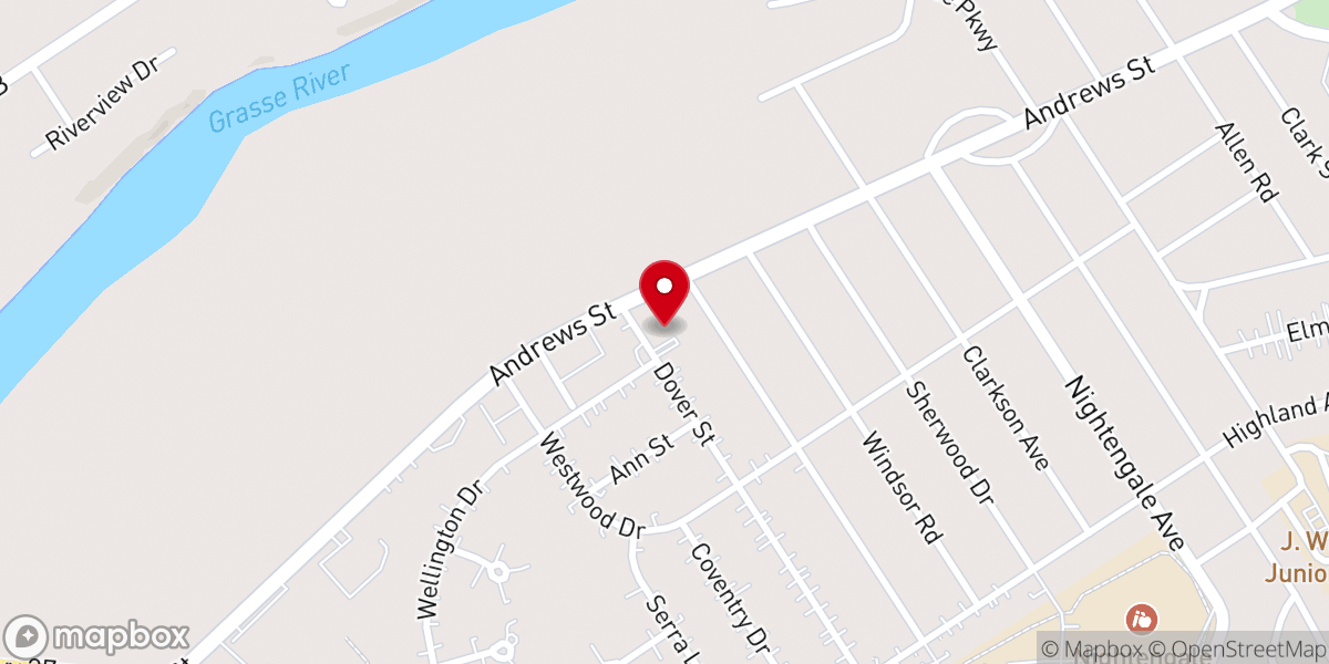 Map showing location of Massena Baptist Chuch
