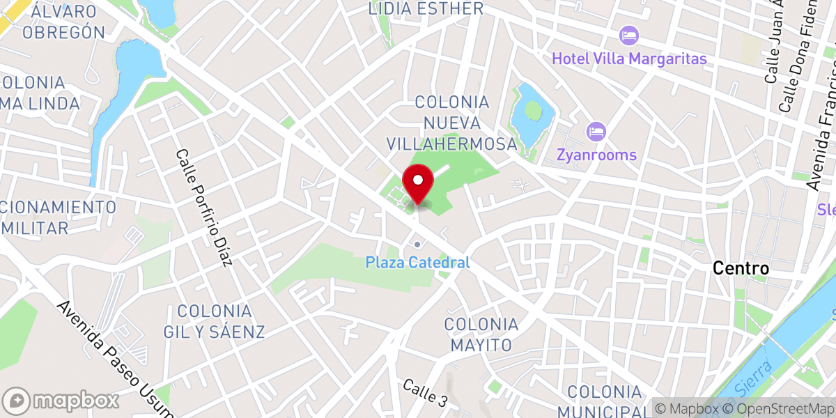 Map showing location of Curia de la Diócesis de Tabasco