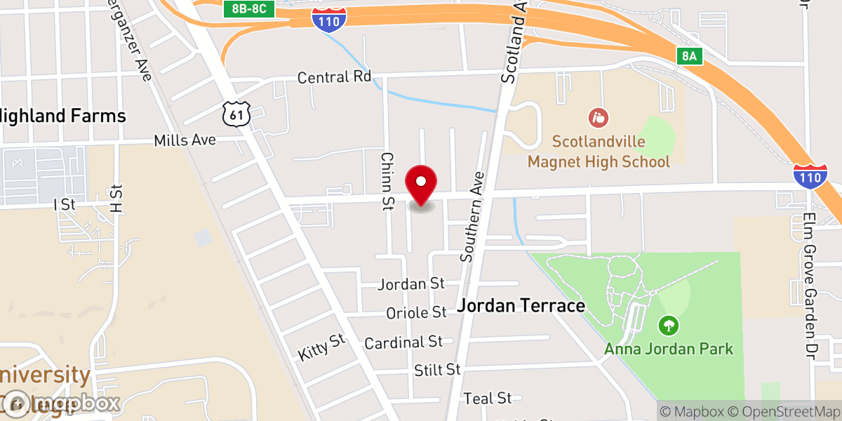 Map showing location of First Presbyterian Church of Scotlandville