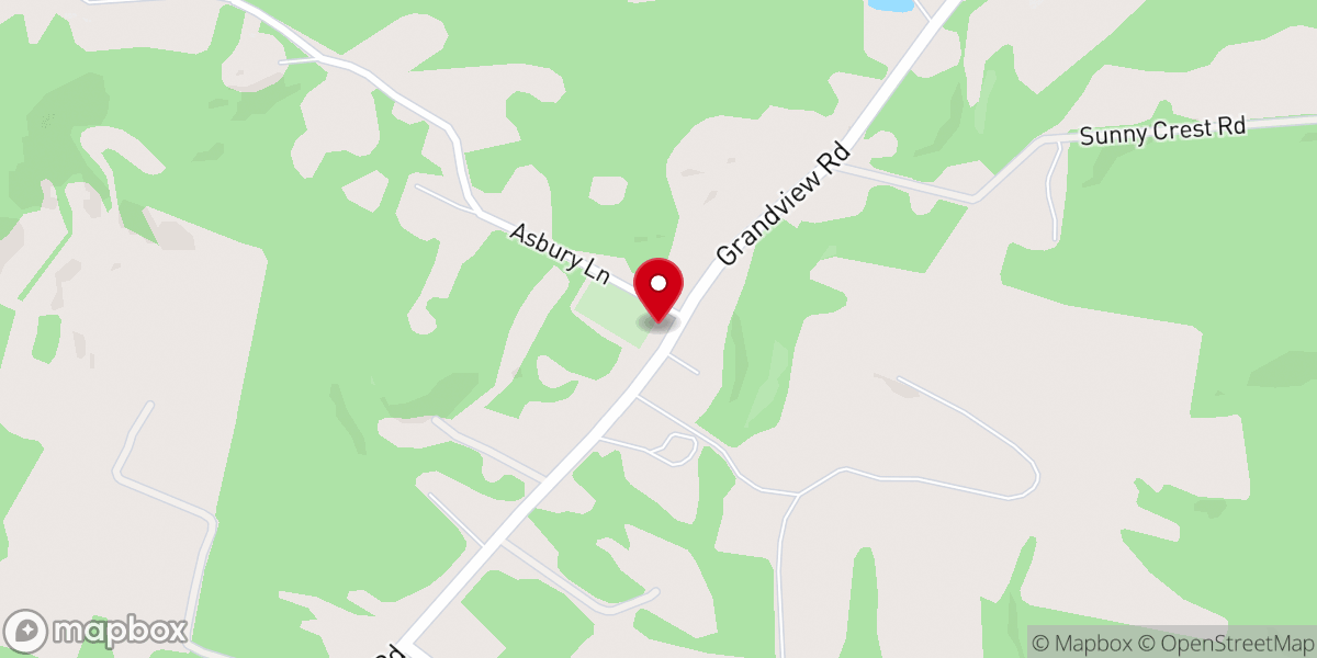 Map showing location of Asbury Church
