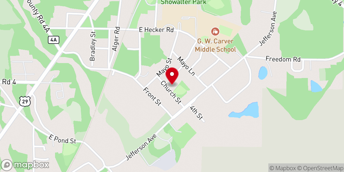 Map showing location of Century First Baptist Church