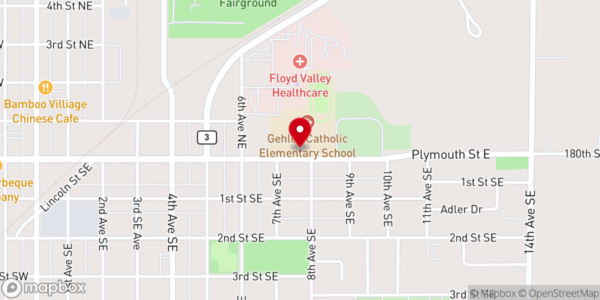 Map showing location of Gehlen Catholic School