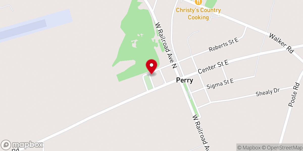 Map showing location of Perry Baptist Church