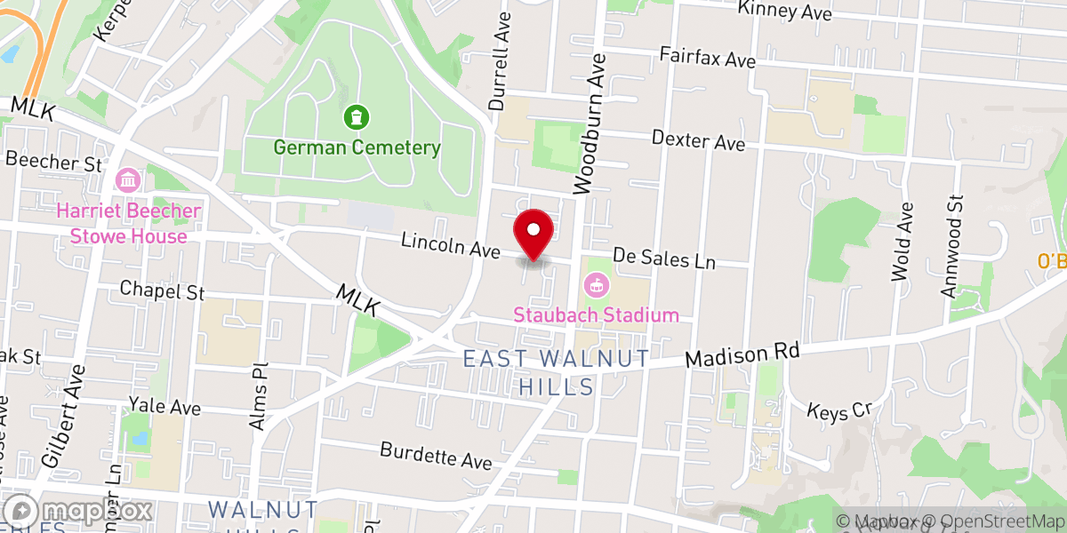 Map showing location of Pilgrim Baptist Church