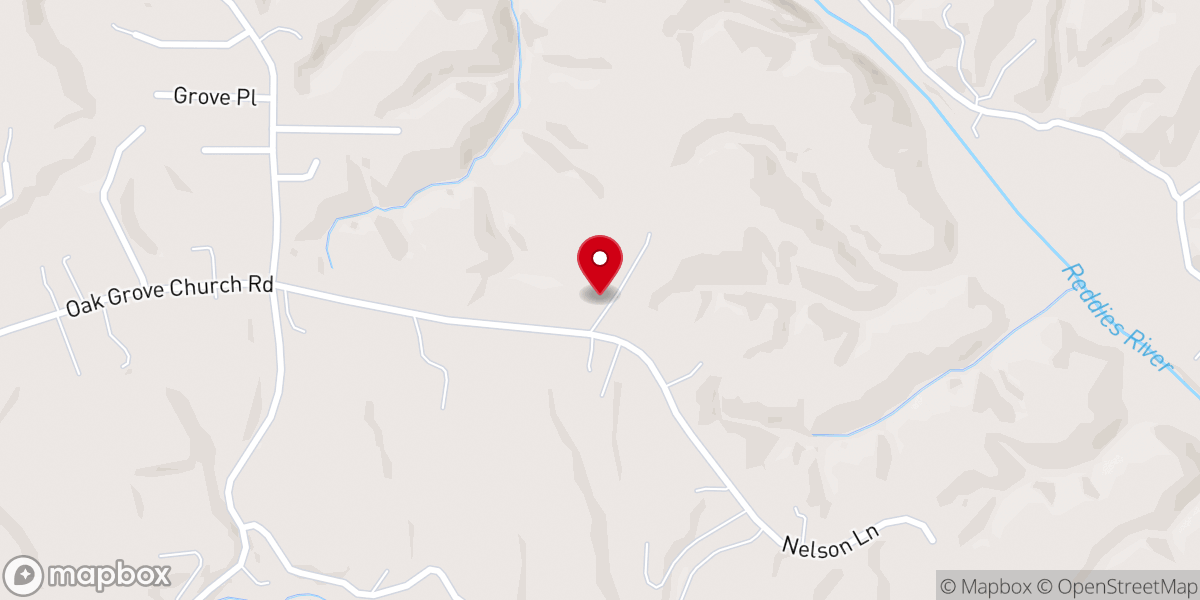Map showing location of Oakgrove Baptist Church