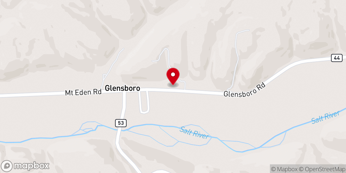 Map showing location of Glensboro Baptist Church