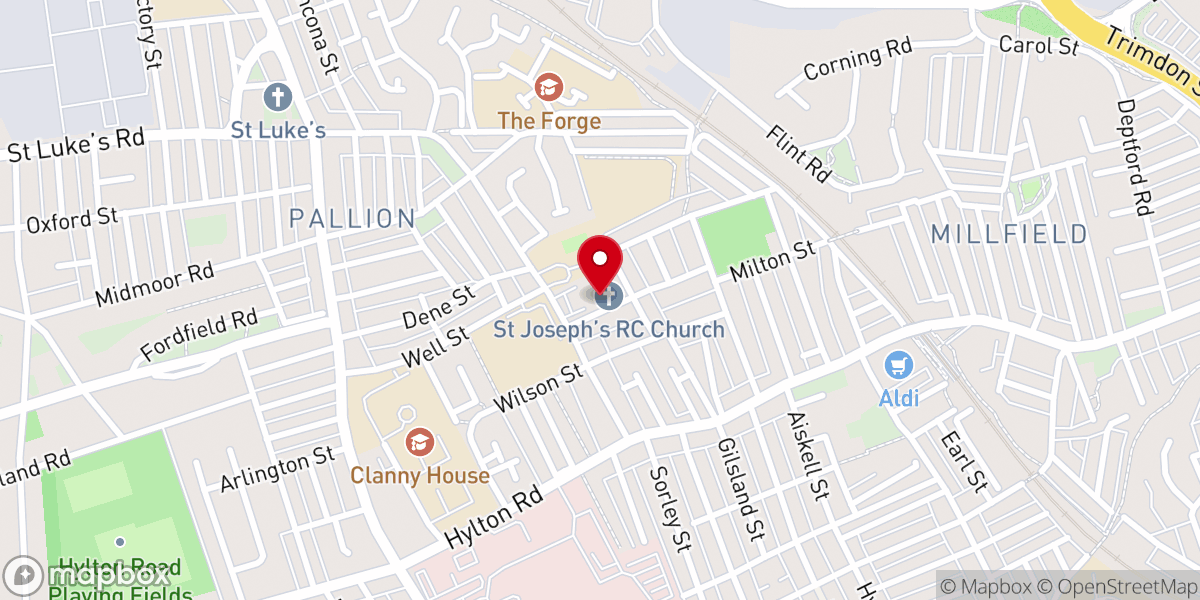 Map showing location of Saint Joseph's Church
