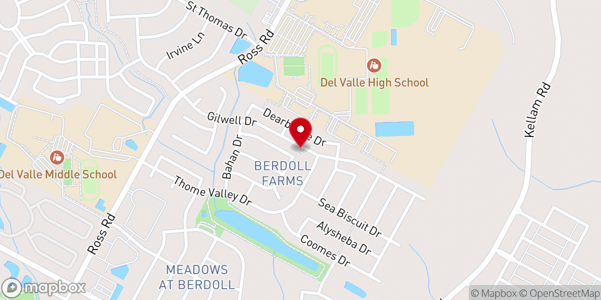 Map showing location of Cottonwood Baptist Church of Del Valle Texas