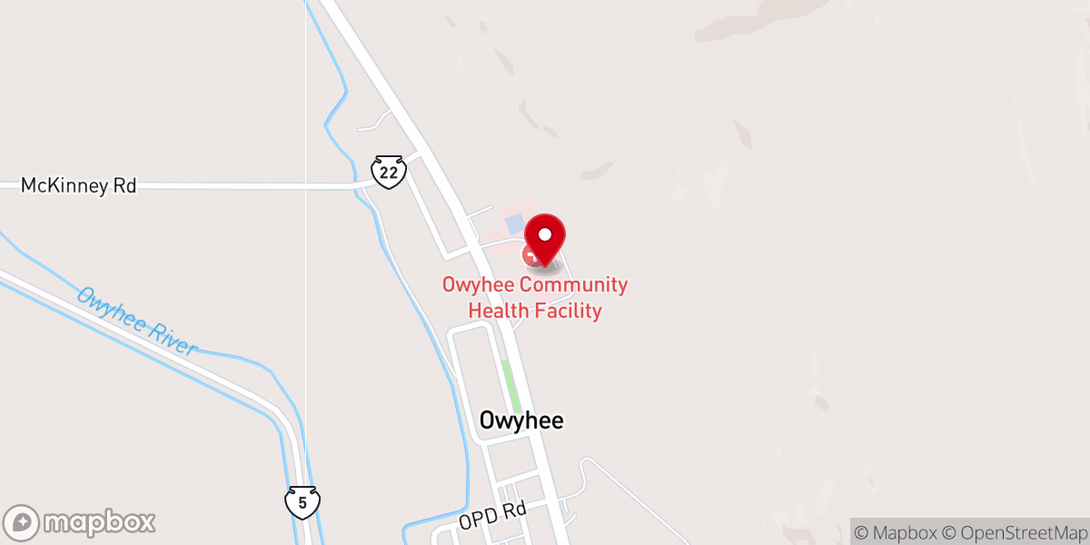 Map showing location of Owyhee Community Health Center