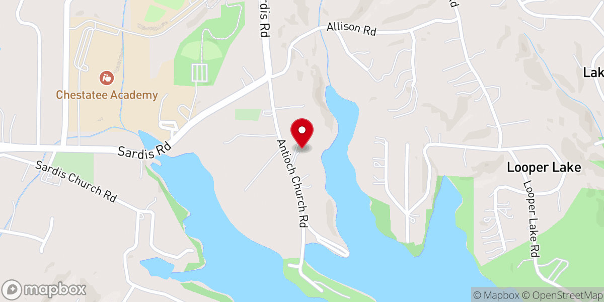 Map showing location of Antioch Church