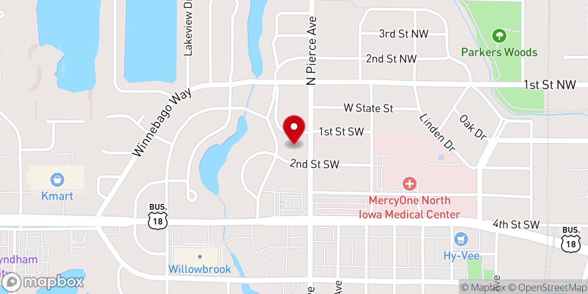 Map showing location of First Presbyterian Church