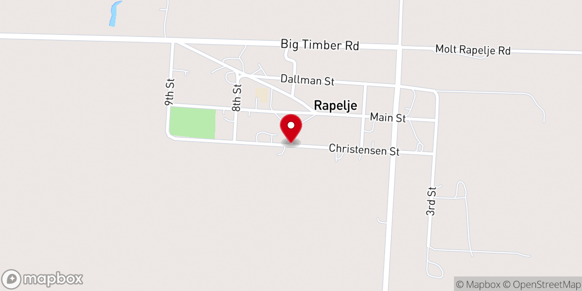 Map showing location of Rapelje County Shop