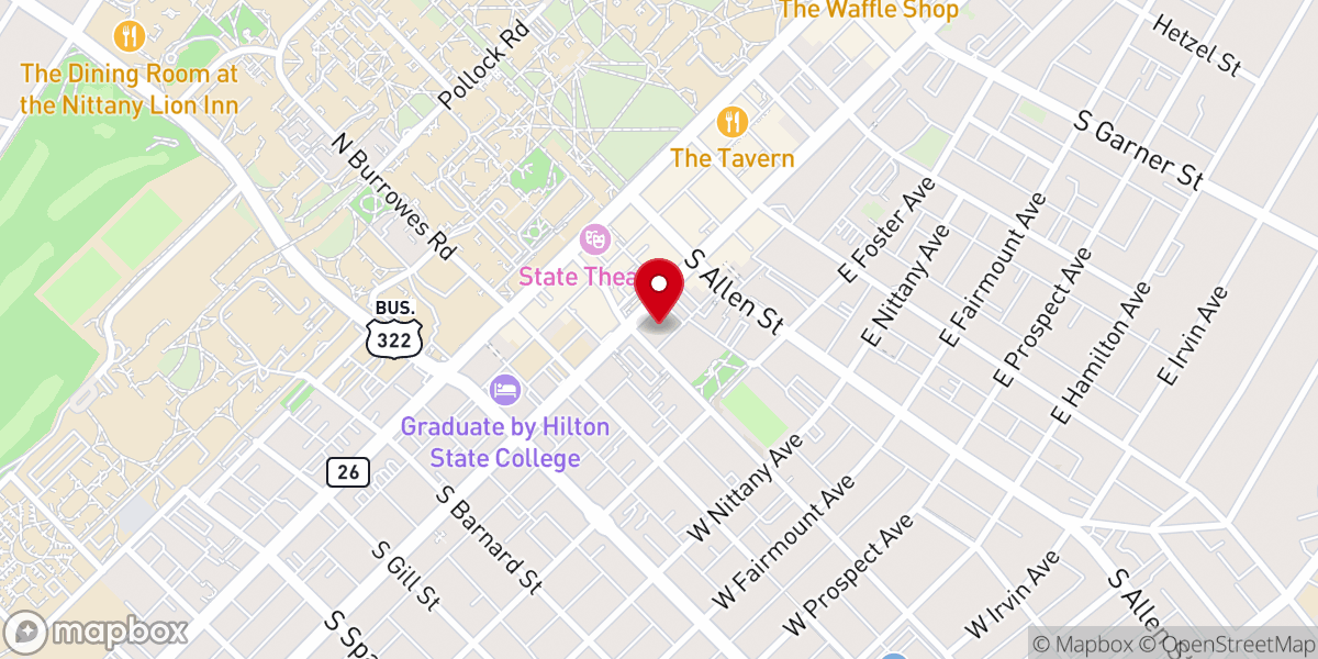Map showing location of State College Presbyterian Church
