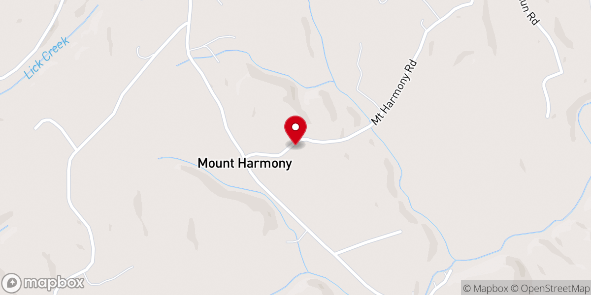 Map showing location of Mount Harmony Baptist Church
