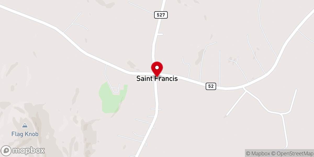 Map showing location of St Francis