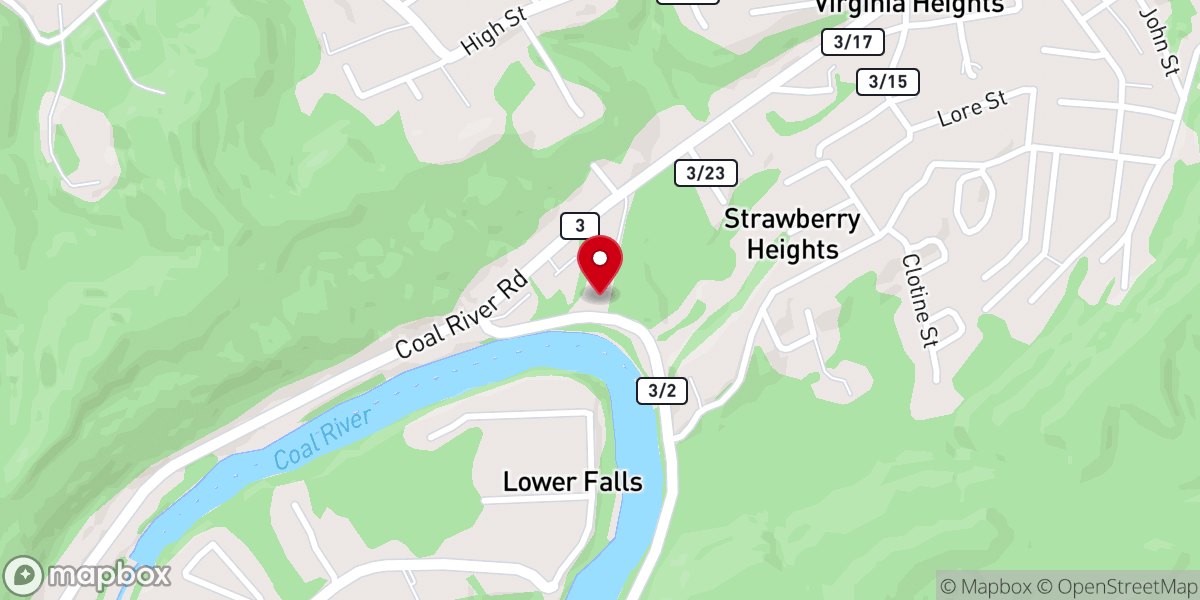 Map showing location of Lower Falls Baptist Church