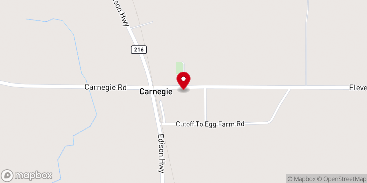 Map showing location of Carnegie Baptist Church