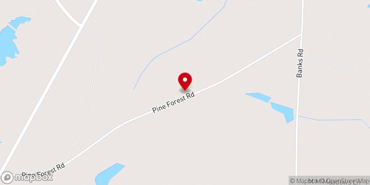 Map showing location of Pine Forest Baptist Church