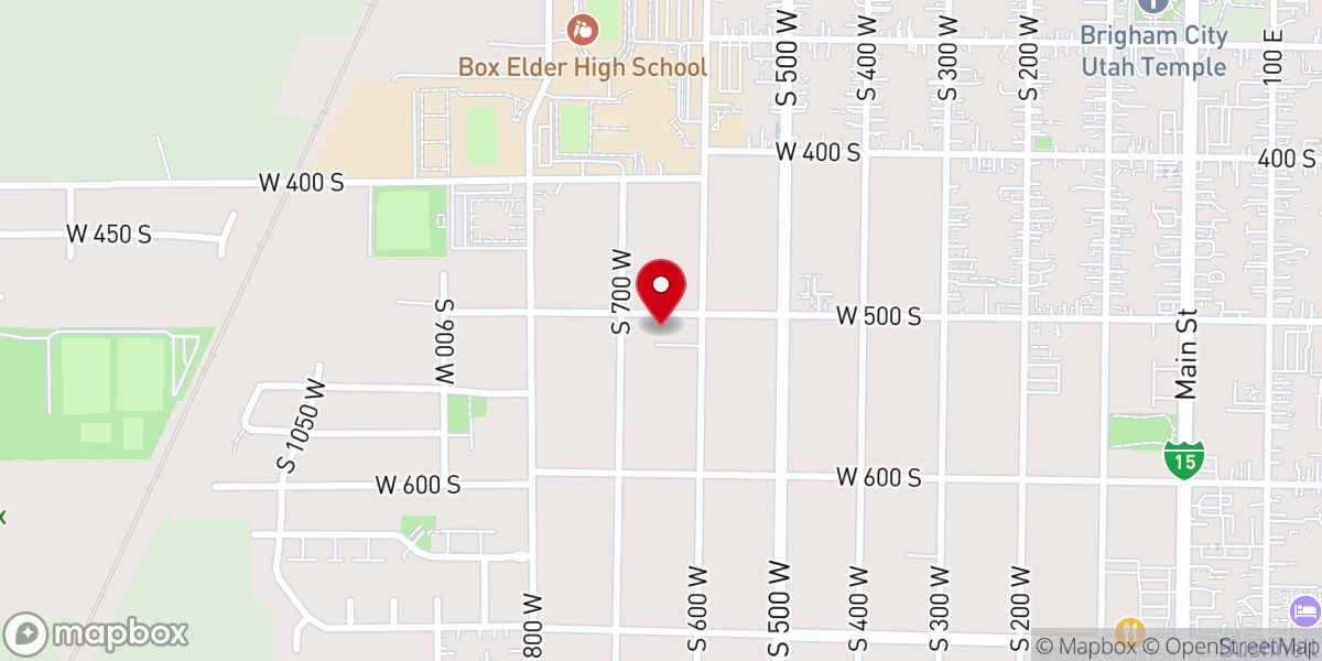 Map showing location of Alpine Church - Brigham City Campus