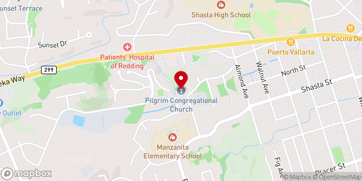 Map showing location of Redding Unitarian Universalist Fellowship