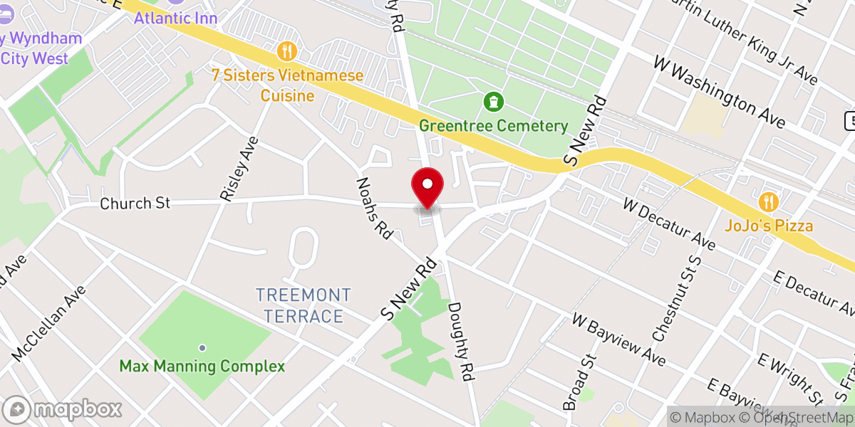 Map showing location of Evangelical Fellowship Church