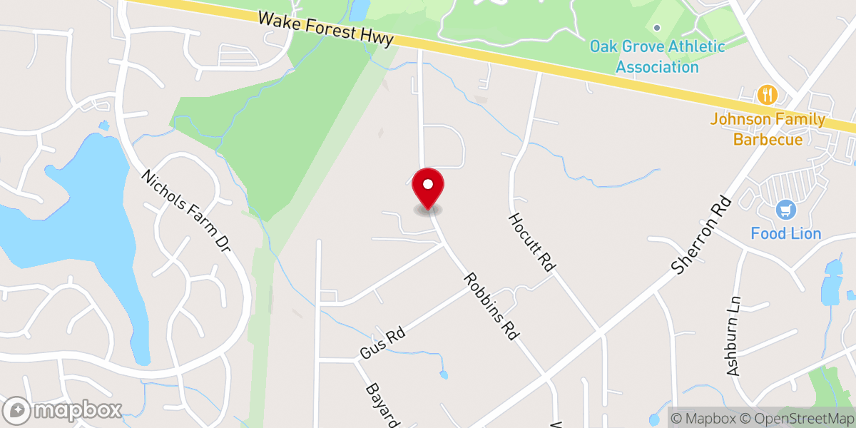 Map showing location of Robbins Road Christian Church