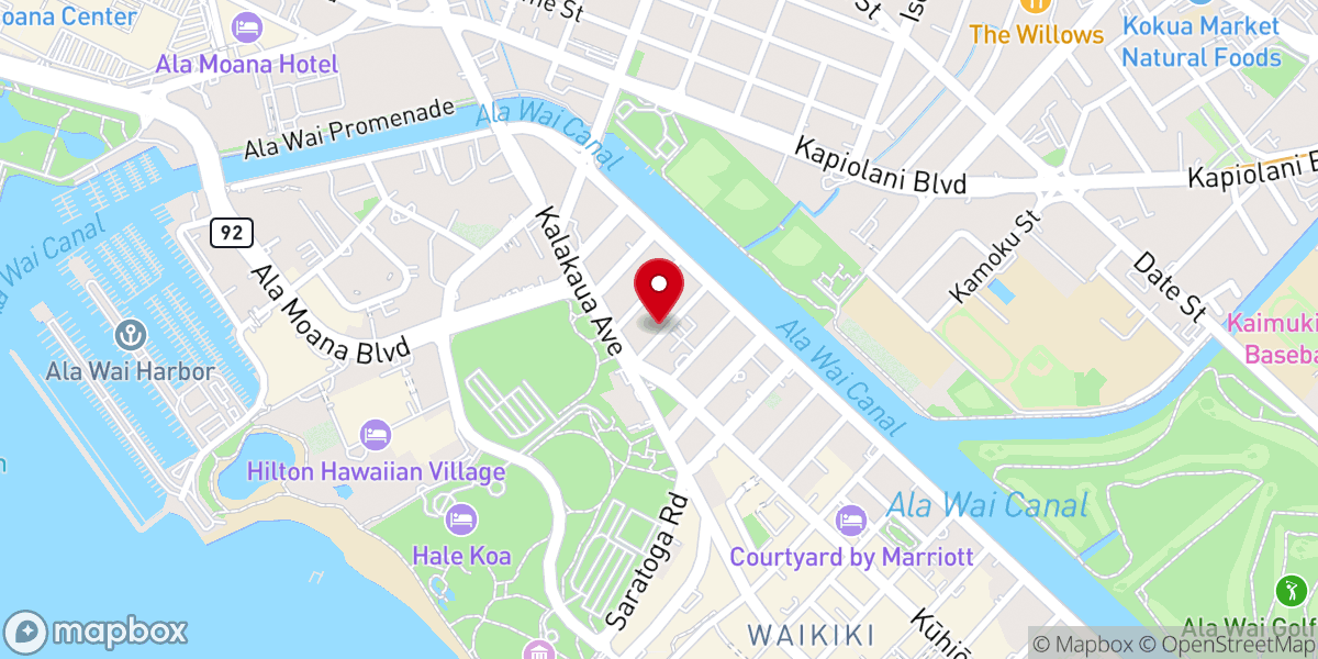 Map showing location of Waikiki Baptist Church