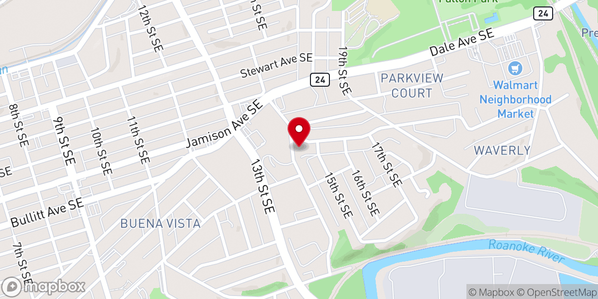 Map showing location of Waverly Place Baptist Church